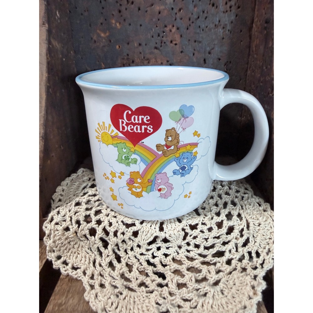 Care Bears 2024 16 oz Rainbow Ceramic Coffee Mug Silver Buffalo Retro Cartoon